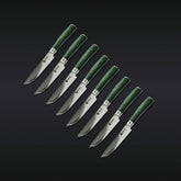 Damascus Steel Steak Knife Set, 8-pc (Green)