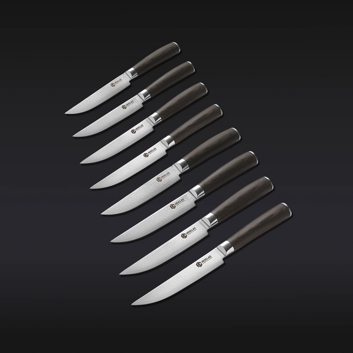 Damascus Steel Steak Knife Set, 8-pc (Espresso)