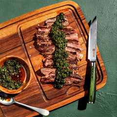 Damascus Steel Steak Knife Set, 8-pc (Green)